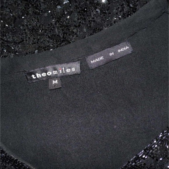 THEO MILES sz M black sequined beaded sleeveless blouse vest - Picture 7 of 7